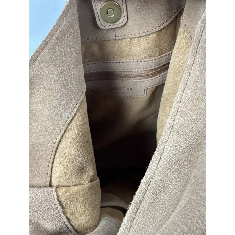 American Leather Co Marietta Knot Hobo Purse Shoulder Bag‎ Cognac Suede Boho